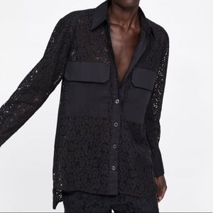 ZARA LACE SHIRT WITH POCKETS